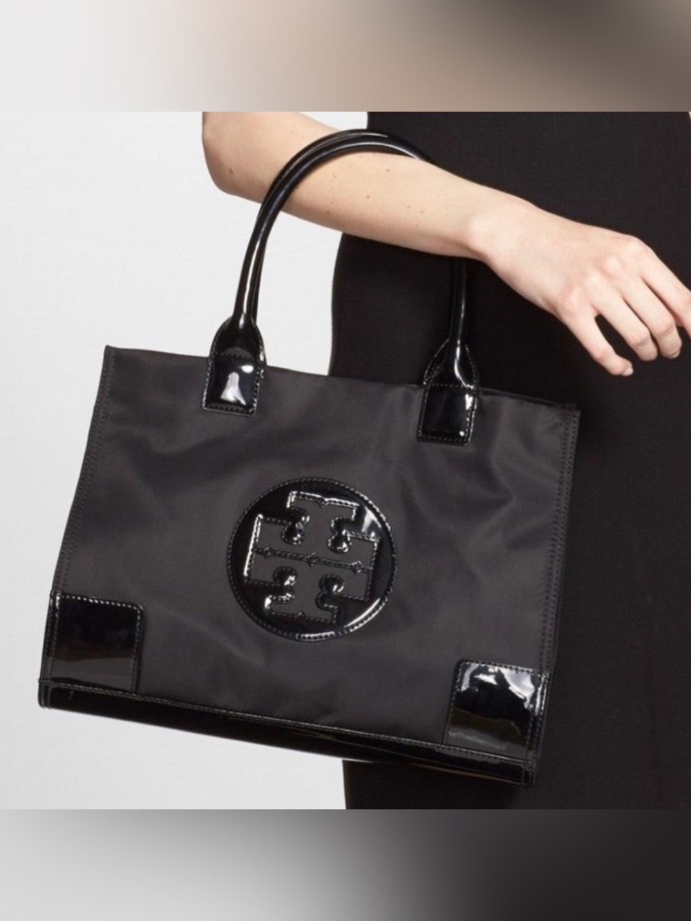 🐈⬛Tory Burch Ella patent leather and nylon logo tote bag🐈⬛